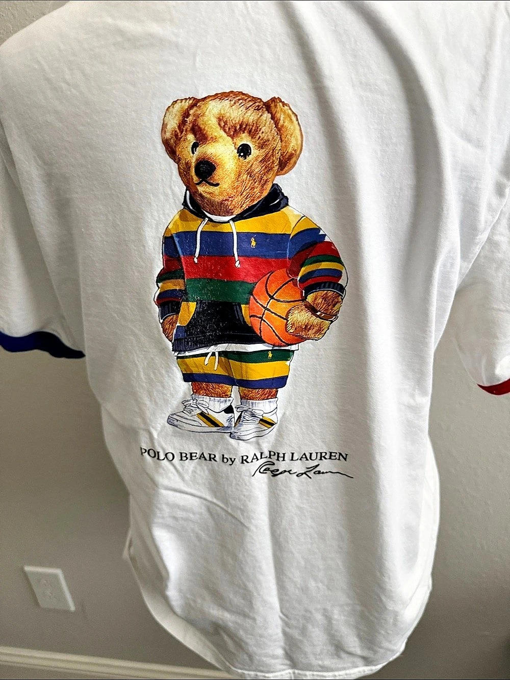 Polo Ralph Lauren Polo Bear Basketball Ringer T-Shirt White & Green XL